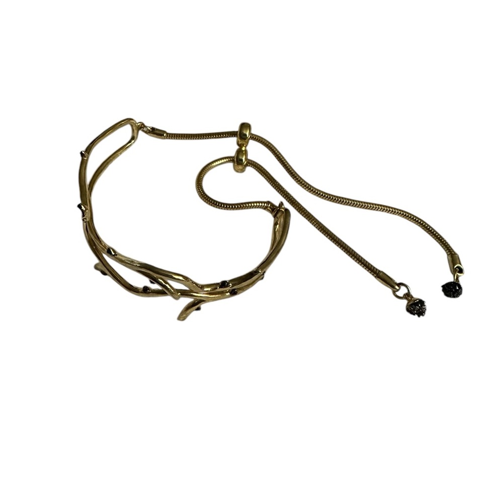 NWOT nOir Jewelry Beloved Adjustable bracelet in Gold with hematite small stones - Picture 3 of 9